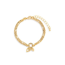Load image into Gallery viewer, Double Heart Gold Charm Layered Bracelet - 6.5in