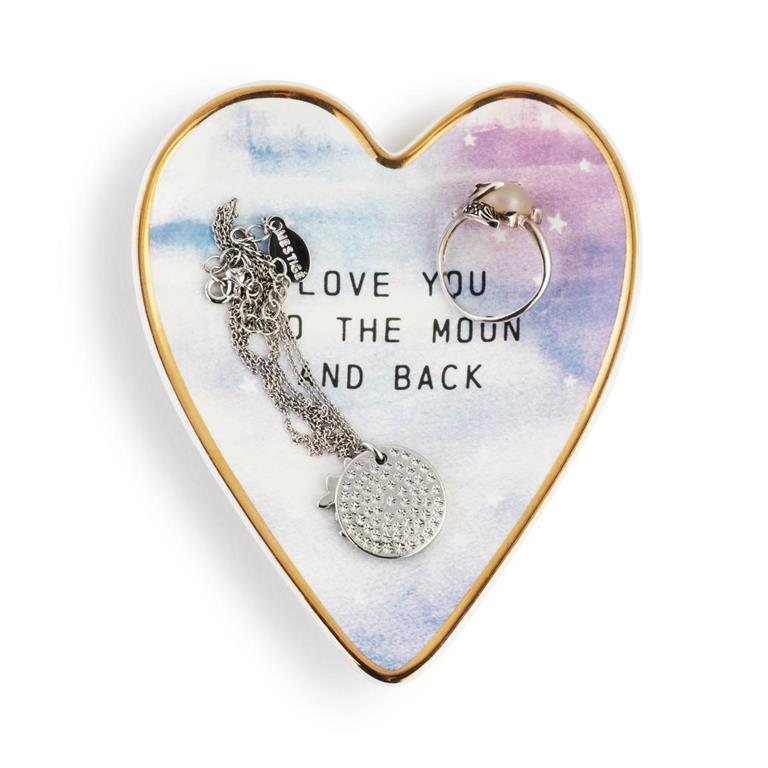 Moon & Back Art Heart Trinket Dish - 3.5x4in