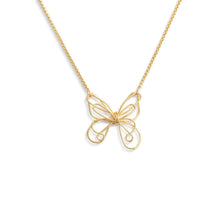 Load image into Gallery viewer, Butterfly Open Charm Gold Necklace 16in

