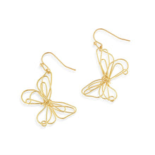 Load image into Gallery viewer, Butterfly Open Charm Gold Earrings - 29x22mm
