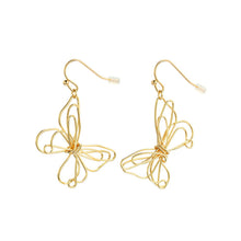 Load image into Gallery viewer, Butterfly Open Charm Gold Earrings - 29x22mm
