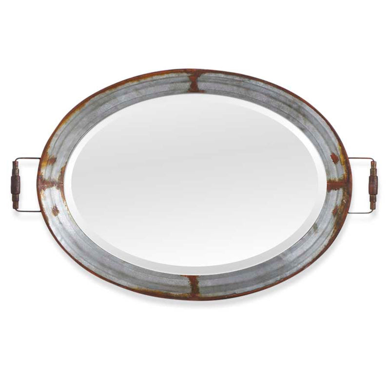Metal Framed Oval Mirror Tray