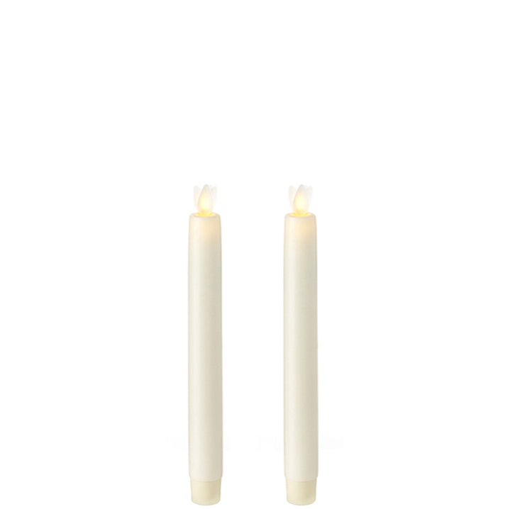 Moving Flame Ivory Taper Candle- 8.5" Set of 2