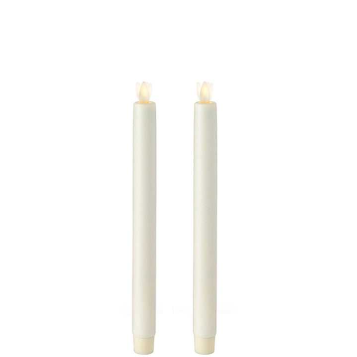 Moving Flame Ivory Taper Candle- 10.5" Set of 2