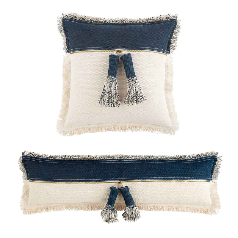 Navy & White Tassel Pillow