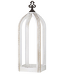 21" White Distressed Open Lantern