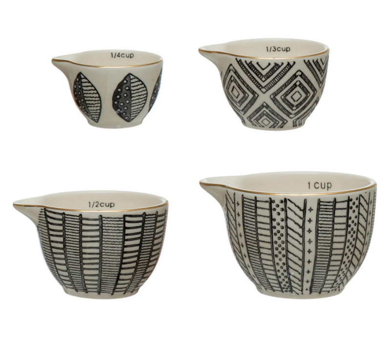 Stoneware Measuring Cups with Pattern