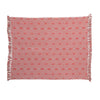 Recycled Cotton Blend Printed Throw w/ Geometric Pattern & Fringe, Pink & Natural