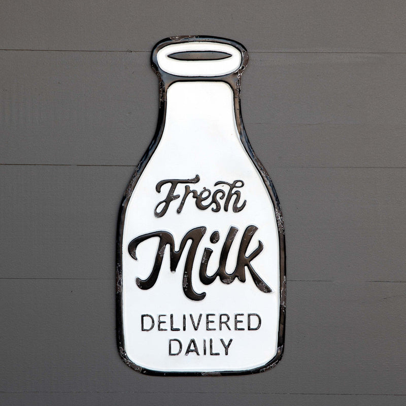 Metal Fresh Milk Bottle Sign