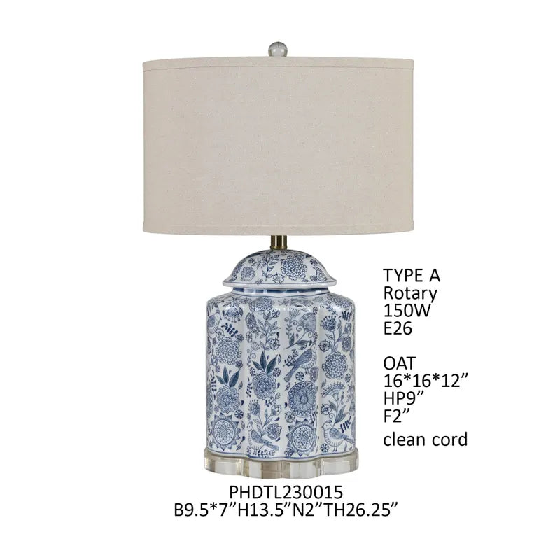 PETAL & PLUME PROCELAIN LAMP