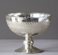 Mercury Glass Wreath Etched Compote