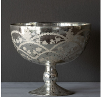 Etched Mercury Glass Garland Compote