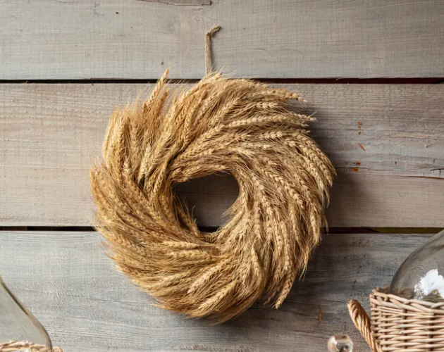 DRIED WHEAT WREATH 15"