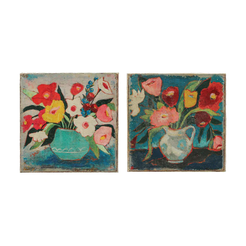 Canvas Wall Décor w/ Flowers in Vase, Multi Color, 2 Styles