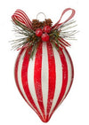 Striped Ornament with Berries & Pinecones
