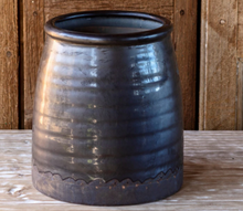 Load image into Gallery viewer, Smoked Glazed Pottery Butterchurn
