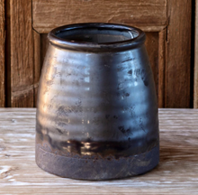Load image into Gallery viewer, Smoked Glazed Pottery Butterchurn
